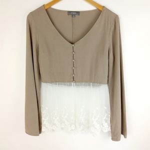 Umgee Lagan Bell Sleeve lace Top Size Small